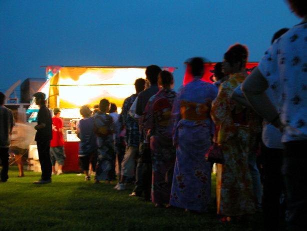 Lining up for okonomiyaki